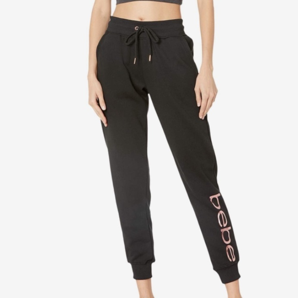 Bebe Sport Black Rose gold sequence Jogger Size Large